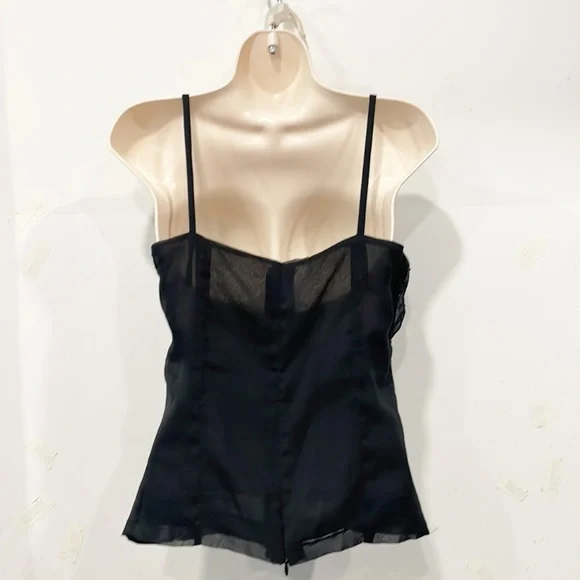 Womens Y2K Glitter Cami Camisole Sz M Black Spaghetti Straps back zip Handmade - Picture 3 of 7